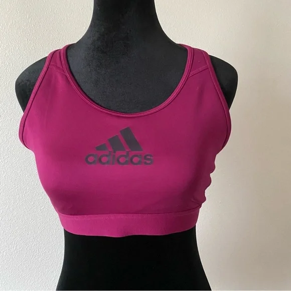 adidas Magenta Sports Bra with Wide Straps and Elastic Support - Picture 2 of 11